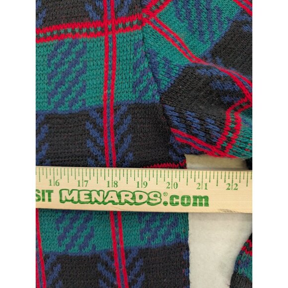 Tally Ho Vintage Women's Cardigan Sweater Size Large Green Plaid - Picture 8 of 14